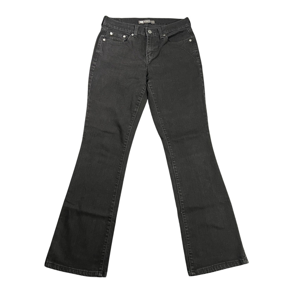 Levi's 515 Boot Cut Jeans Womens 4M Black Stretch Mid Rise Denim Dark Wash Pants